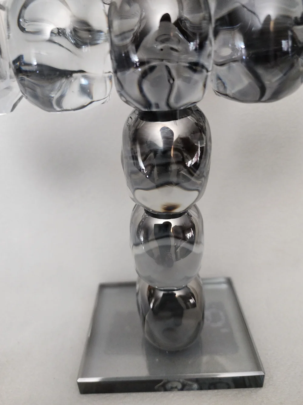 Crystal SOLID GLASS Skull Cross Candle Holder - Silver